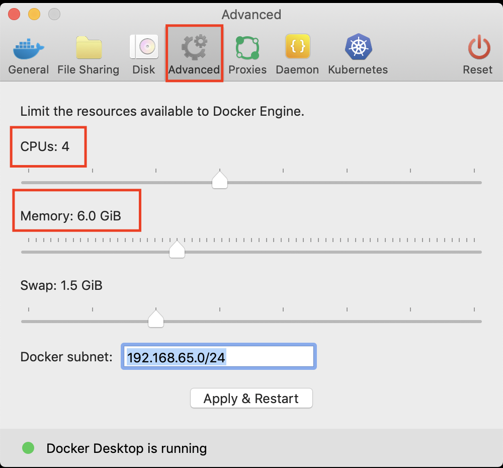 Docker Advanced Settings