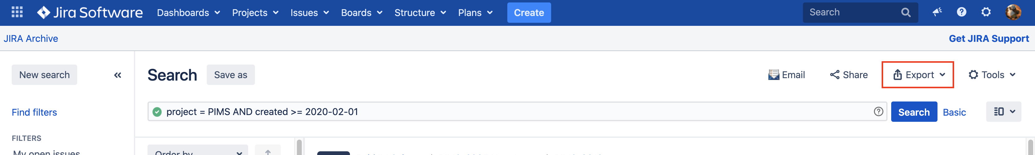 JIRA Advanced Search